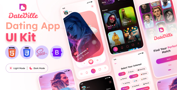 Dateville - Online Dating mobile App Template ( Bootstrap 5 + PWA )