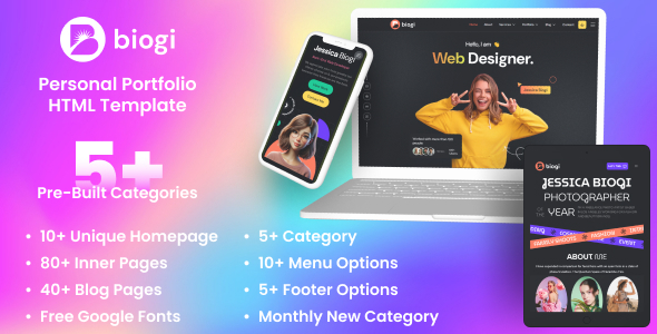 Multipurpose Personal Portfolio HTML Template - Biogi