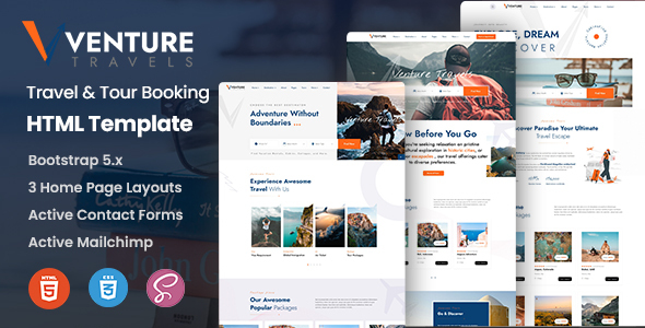 Venture - Travel Agency & Tour Booking HTML Template