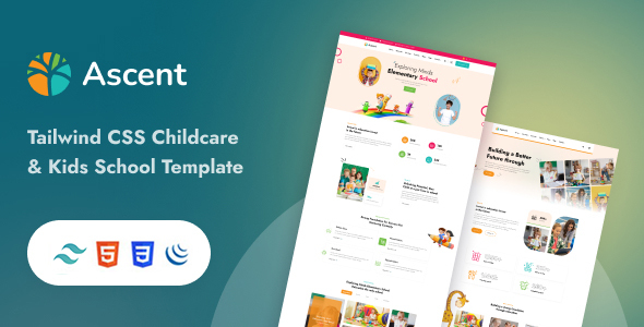 Ascent - Tailwind CSS Childcare & Kids School HTML Template