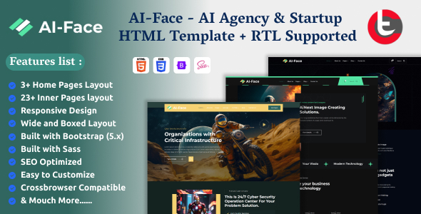 AI-Face - AI Agency & Startup HTML Template + RTL Supported