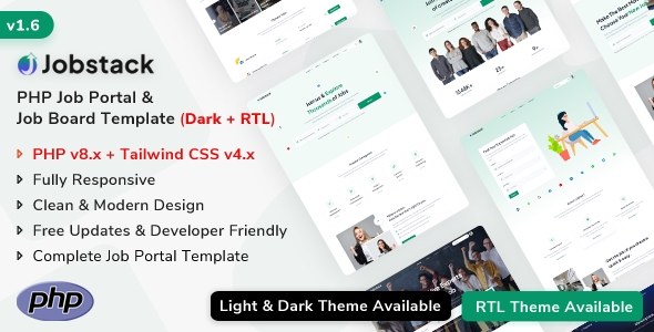 Jobstack - PHP Job Portal & Job Board Template (PHP + Tailwind CSS v4)