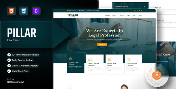 Pillar - Lawyer & Attorney HTML Template