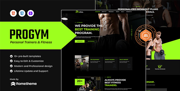 Progym - Personal Trainers & Fitness HTML Template