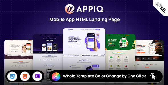 APPIQ - Mobile App Landing Page Responsive HTML Template