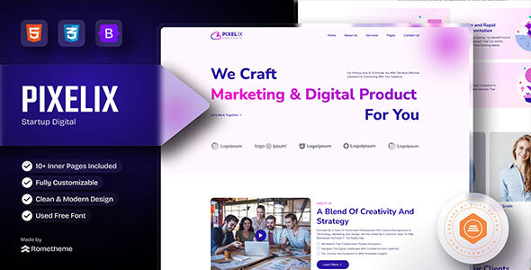 Pixelix - Digital Startup Agency HTML Template