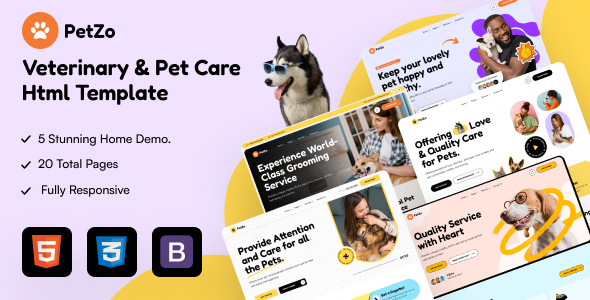 PetZo - Veterinary & Pet Care HTML Template