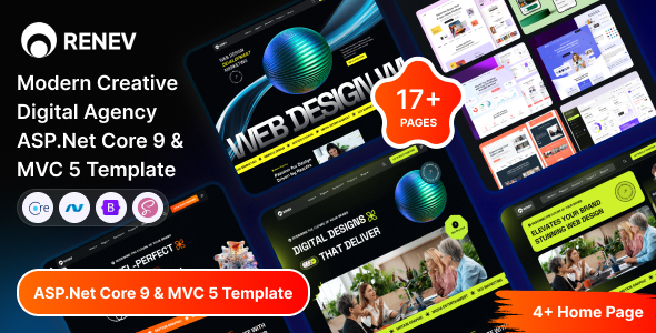 Renev - Modern Creative Digital Agency ASP.Net Core 9 & MVC 5 Template