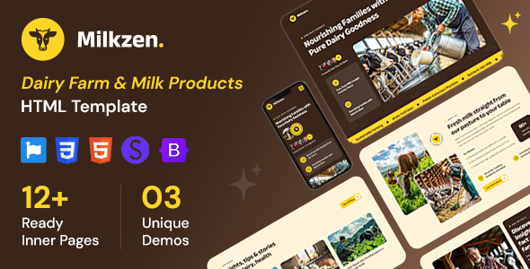Milkzen - Dairy Farm & Milk Products HTML Template