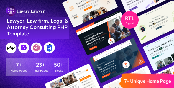 Lawsy - Lawyer, Law firm, Legal & Attorney Consulting PHP Template