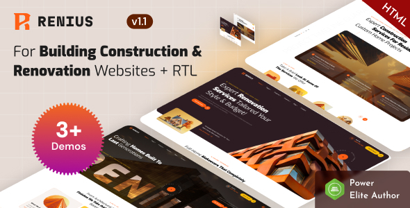 Renius - Building Construction & Renovation Company HTML Template