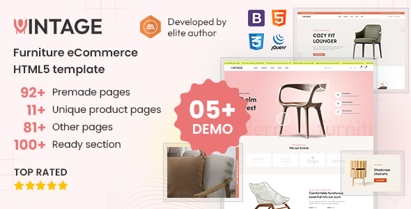 Vintage - Modern Furniture HTML eCommerce Template