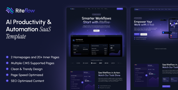 Riteflow – SaaS & AI Startup HTML Template