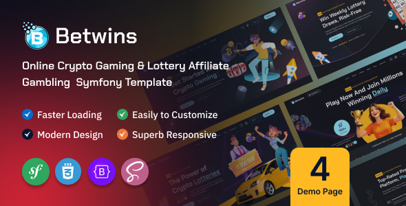 Betwins - Online Crypto Gaming & Lottery Affiliate Symfony Template