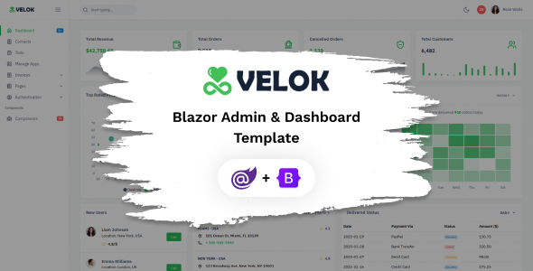Velok - Blazor Admin Dashboard Template