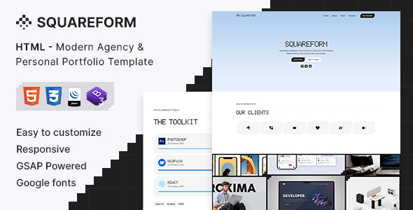 Squareform - Modern Agency & Personal Portfolio HTML Template