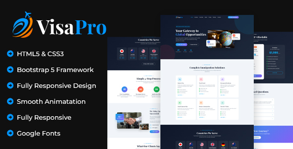 VisaPro – Immigration & Visa Consulting HTML Template