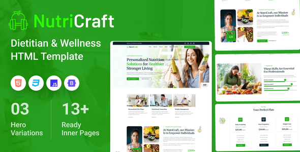 NutriCraft - Dietitian & Wellness Website HTML Template