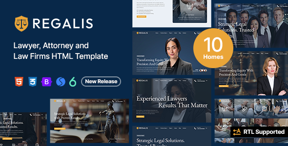 Regalis - Lawyer, Attorney and Law Firms HTML Template