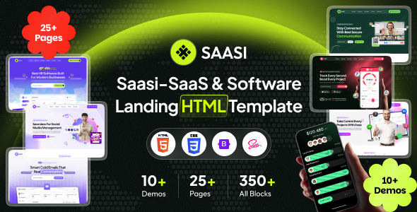 SaaSi - SaaS Startup & Software Landing Page HTML5 Template