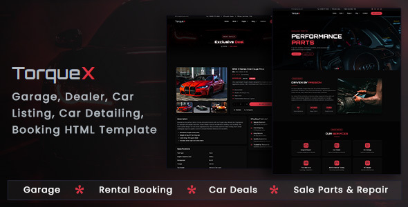 TorqueX - Garage, Dealer, Car Listing, Car Detailing, Booking HTML Template
