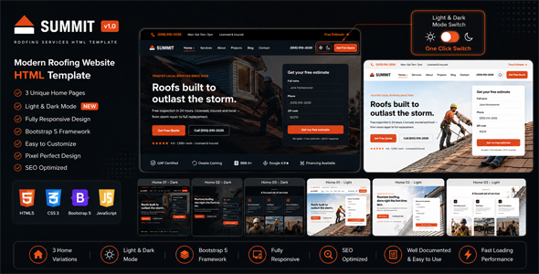 SummitRoof — Roofing Services & Exterior Contractor HTML5 Template