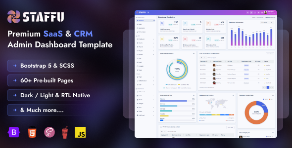 Staffu - SaaS & CRM Admin Dashboard Template HTML5 Bootstrap 5