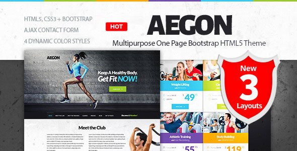 Aegon - Responsive Gym/Fitness Club HTML Template
